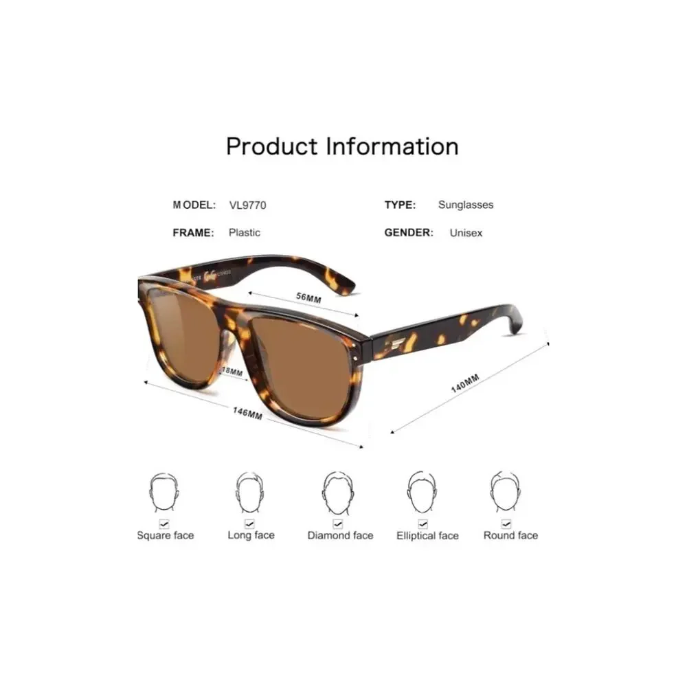 VANLINKER trendy Reverse Polarized Sunglasses For Men Women Vintage Oversized...